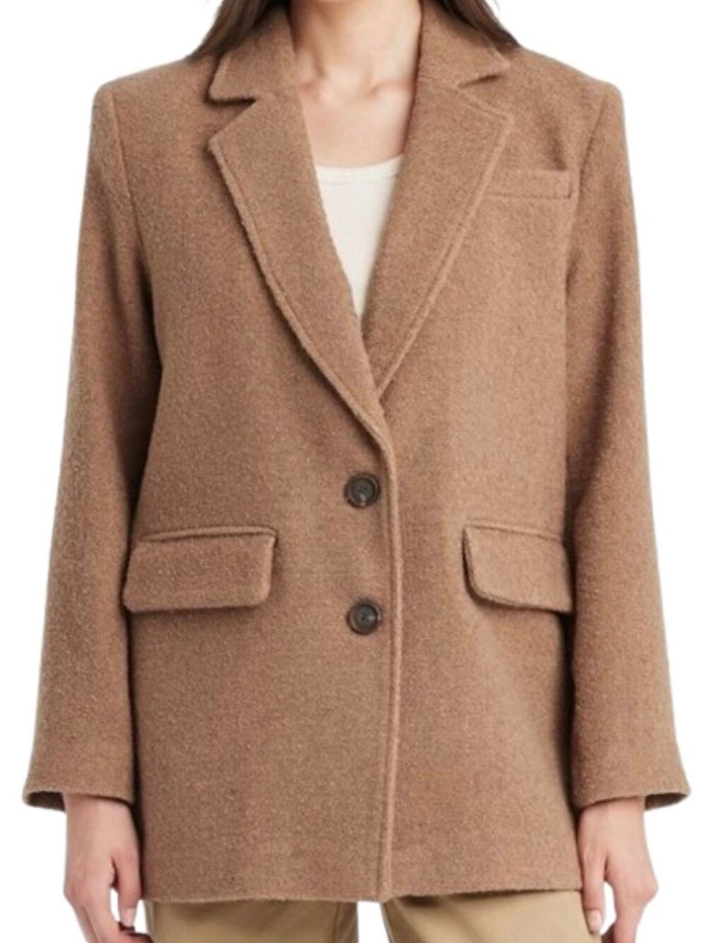 NWT Universal Thread Blazer Women Medium Brown Boucle Two Button Oversize Preppy